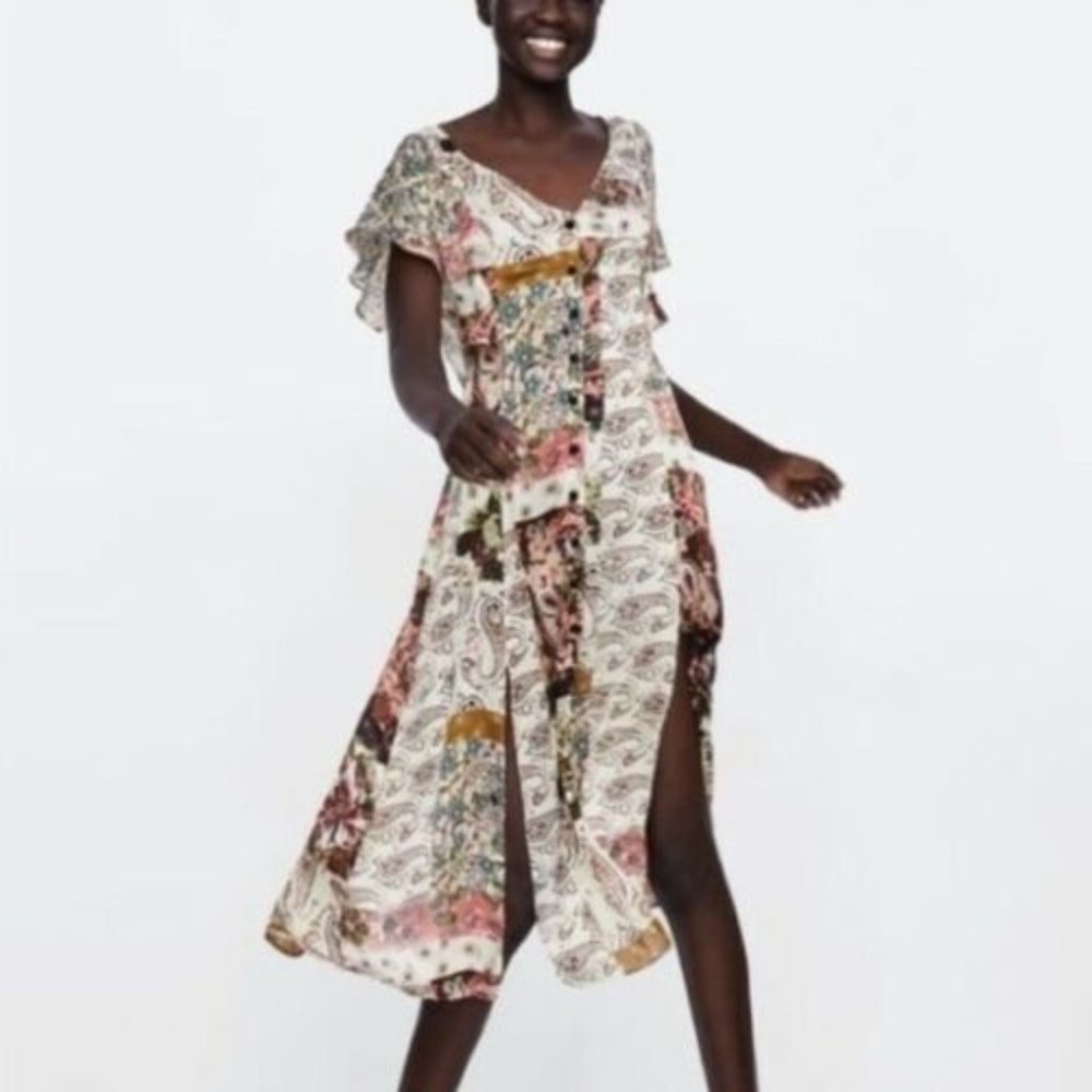 2-For-$40! ZARA Floral Print Button Down Dress